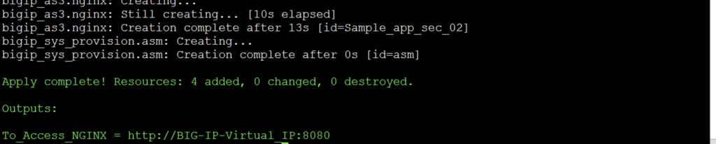 Terminal-style illustration showing Terraform applying infrastructure changes and completion message.