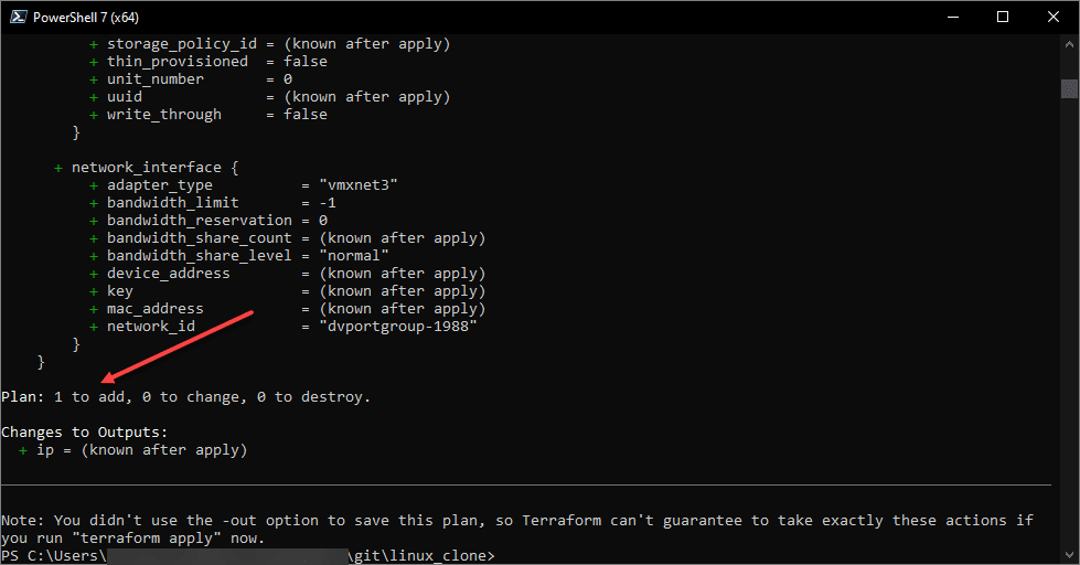 Screenshot-style illustration of Terraform plan output showing resources to be added, changed, or deleted.